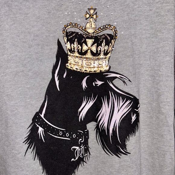 JUICY COUTURE Long-Sleeve Vintage Y2k Dog Rhinestones Crew Neck Size L - Picture 2 of 7
